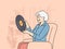 Smiling mature woman with vinyl record at home
