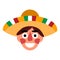 Smiling Mexican head with sombrero cartoon flat stock vector illustration
