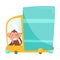 Smiling Monkey with Protruding Ears Driving Lorry Vector Illustration