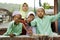 Smiling muslim children in bali indonesia