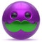 Smiling mustache face cartoon cute emoticon ball happy icon