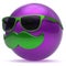 Smiling mustache face cartoon emoticon purple ball happy boy