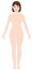 Smiling naked woman /nude body , silhouette , outline shape