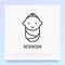 Smiling newborn thin line icon. Modern vector illustration