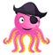 Smiling octopus with an eyepatch illustration vector