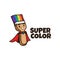 Smiling paint brush character logo. logo paint. color logo. rainbow paint.