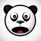 Smiling panda emoticon with scared eyes and open mouth