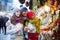 Smiling parents with daughter of Xmas market