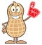 Smiling Peanut Cartoon Character Wearing A Foam Finger