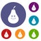 Smiling pear icons set