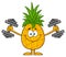 Smiling Pineapple Fruit With Green Leafs Cartoon Mascot Character Training With Dumbbells