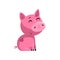 Smiling pink funny cartoon baby piglet, cute little piggy character vector Illustration on a white background