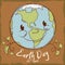 Smiling Planet in Retro Style Poster for Earth Day, Vector Illustration