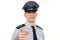 Smiling policeman shows on you.