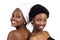 Smiling Portrait Of Two African American Sisters Head Scarfs