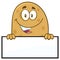 Smiling Potato Cartoon Character Over A Blank Sign