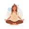 Smiling pregnant woman meditating and sitting in lotus. Illustration for yoga, meditation, relax and healthy lifestyle. Vector
