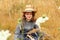 Smiling Preteen country girl with straw hat