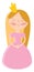 Smiling princess in pink dress and golden crown vector illustration