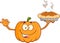 Smiling Pumpkin Cartoon Character Holding Perfect Pie