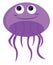 A smiling purple-colored cartoon jellyfish vector or color illustration