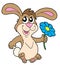 Smiling rabbit with flower