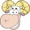 Smiling Ram Sheep Head Cartoon Mascot Character