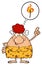 Smiling Red Hair Cave Woman Cartoon Mascot Character With Good Idea And Speech Bubble