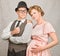 Smiling Retro Pregnant Couple