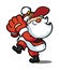 Smiling santa claus posing as baseball pitcher