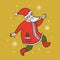 Smiling Santa Claus running among snowflakes vector image