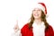 Smiling Santa Claus Woman pointing with finger up