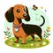 Smiling Sausage Dog: Whimsical Artwork Featuring a Dachshund