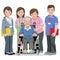 Smiling Senior man in wheelchair and nursing carers