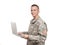 Smiling Serviceman With A Laptop