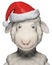 Smiling sheep with Santa Claus Hat