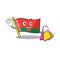 Smiling shopping flag belarus cartoon character style