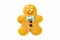 Smiling single gingerbread man christmas cookie isolated at white background