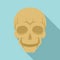 Smiling skull head icon, flat style
