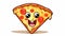 smiling slice of pizza in cute funny with cartoon kawaii style