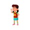 smiling small girl gesturing ok to team player cartoon vector