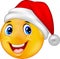 Smiling smiley emoticon in a hat santa