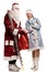 Smiling snow maiden and Santa Claus