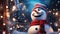 Smiling Snowman Amidst Christmas Lights - Festive Delight - Generative AI