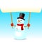 Smiling snowman christmas holding blank page