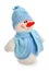 Smiling snowman toy dressed in scarf and cap