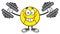 Smiling Softball Cartoon Mascot Character Working Out With Dumbbells