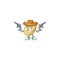 Smiling split bean mascot icon as a Cowboy holding guns