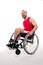 Smiling sportsman in wheelchair
