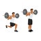 Smiling sporty man with barbell doing split squat or lunge